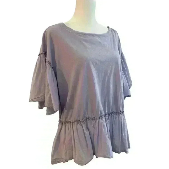 By Anthropologie Babydoll Top Light Lavender Color Cotton Size Large - Picture 8 of 12